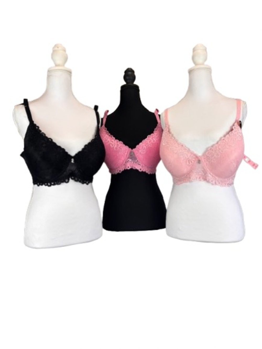 Juicy Couture Bra Bundle 38DD Push Up Lace Pink Black NWT Intimates Rhinestone
